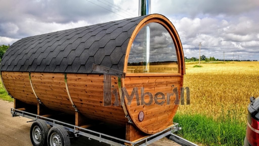 tønde sauna med halv panoramavindue